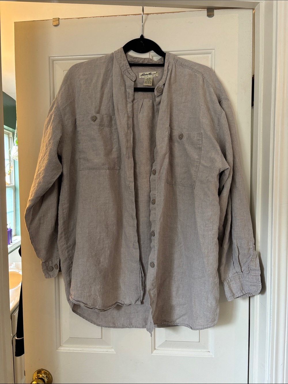 Eddie Bauer Men's Taupe 100% Linen Shirt